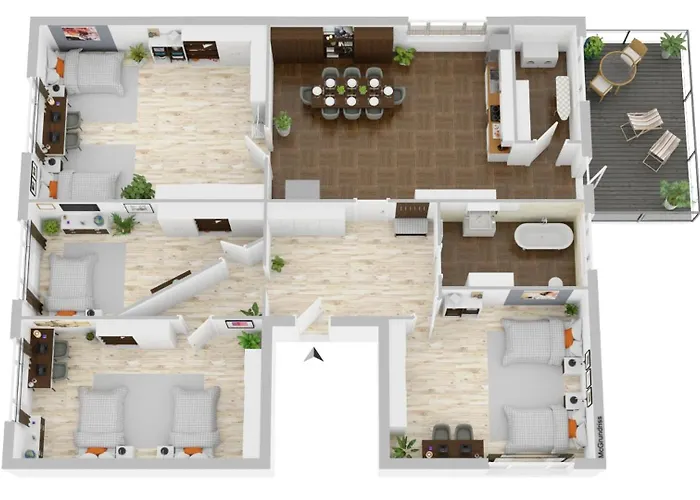 Modern 4-room With Balcony & Free Parking & Free Wi-fi - Ka02 *